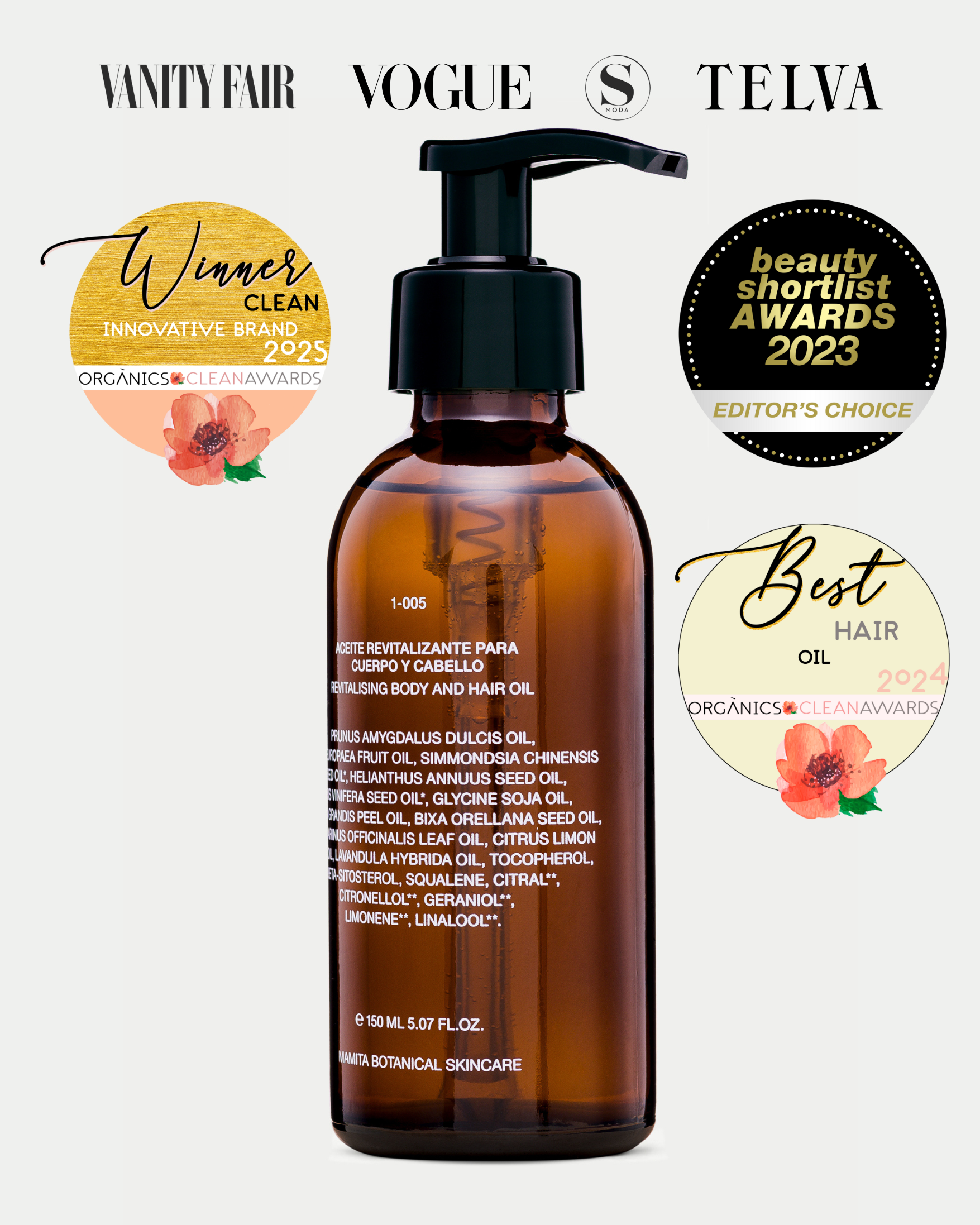 1-005 ACEITE REVITALIZANTE PARA CUERPO Y CABELLO